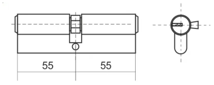 Цилиндровый механизм 110 мм (55х55) перфоключ/личинка замка 55/55 матовый никель - фотография № 2