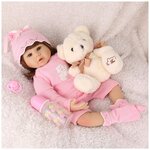 Reborn Kaydora Кукла Реборн (Reborn Dolls) - Девочка в розовом свитере и шортиках (56 см) - изображение