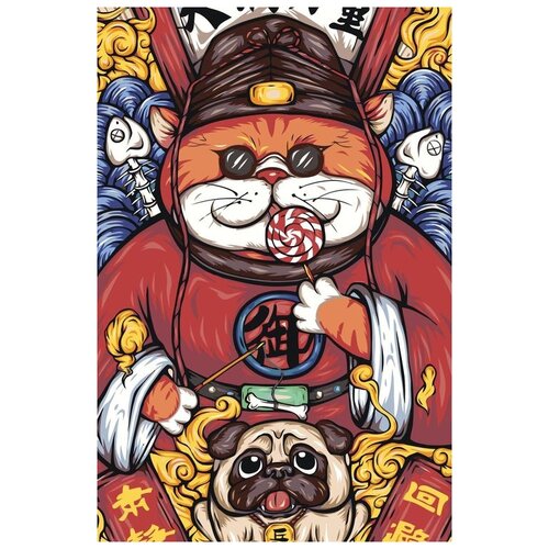 Картина по номерам «Японский кот», 40x60 см, Живопись по Номерам картина по номерам граф кот 40x60 см живопись по номерам