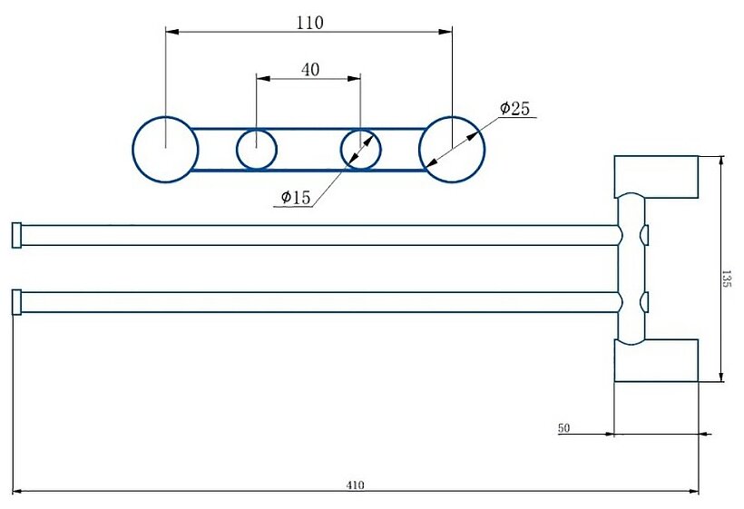 Держатель для полотенец HAIBA HB8412, 1 шт., хром - фотография № 2