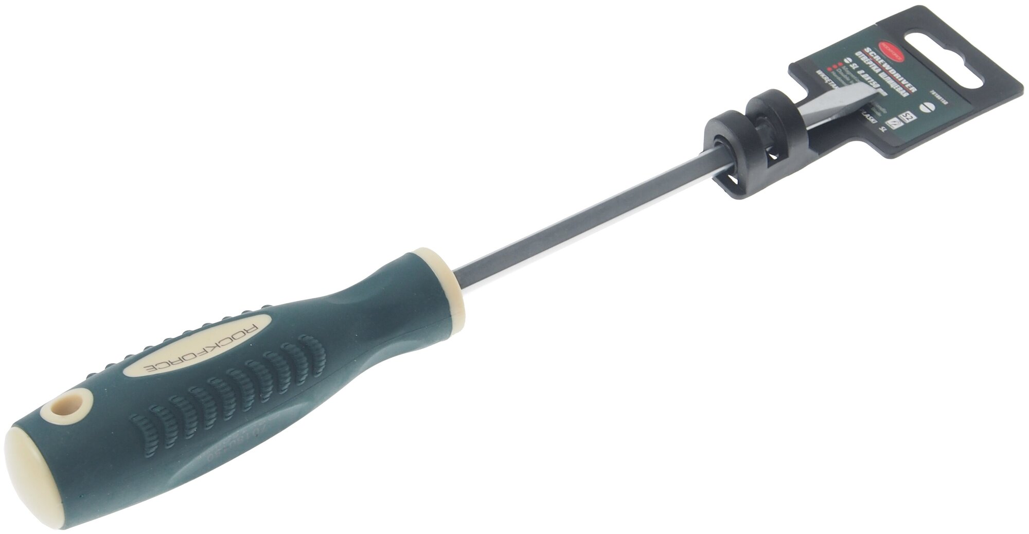 фото Отвертка шлицевая магнитная "Profi" S2 SL8.0х150мм, в пластиковом держателе ROCKFORCE /1