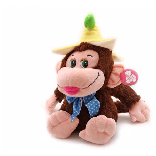 фото Мягкая игрушка magic bear toys обезьяна раиса в шапке из банана темно-коричневый 25 см.