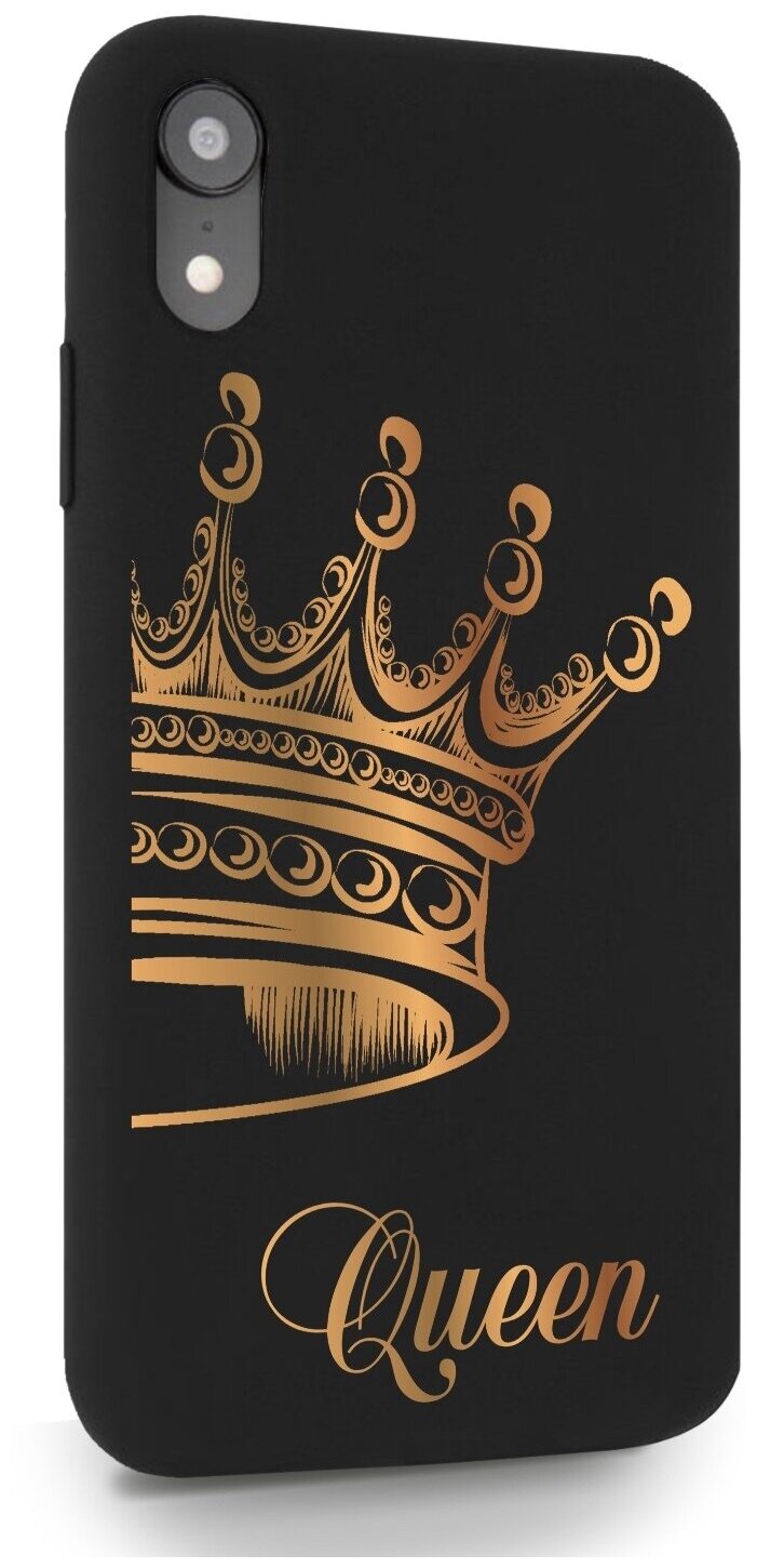 Черный силиконовый чехол MustHaveCase для iPhone XR Парный чехол корона Queen для Айфон 10R