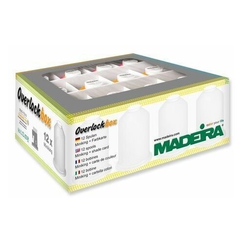 Набор ниток Madeira для оверлока Aerolock 12*1200м (арт. 9203) набор для оверлока overlockbox neon colors