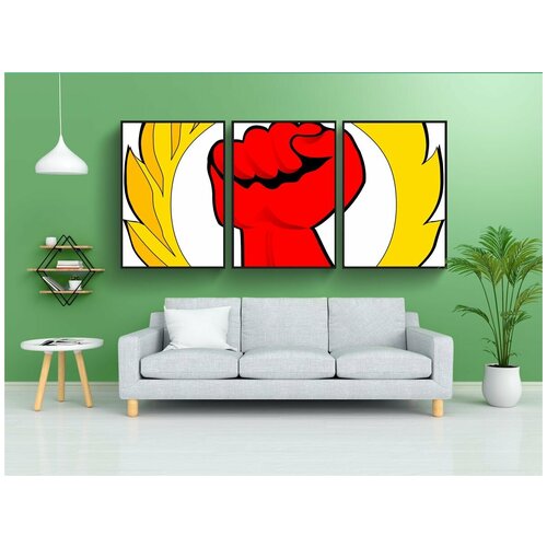 фото Набор модулных постеров для интерьера "кулак, союз, перчатка" 60x90 см. в тубусе, без рамки lotsprints
