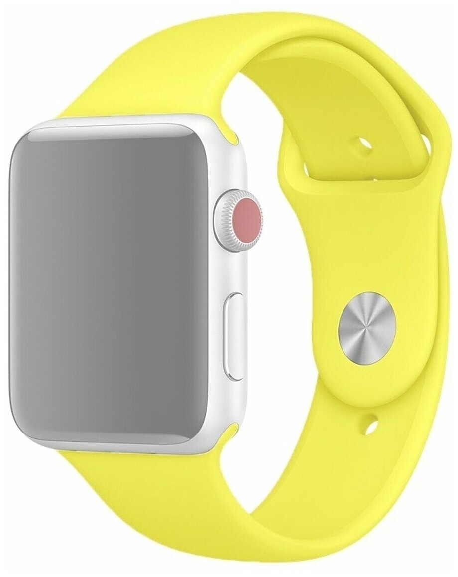 Ремешок для Apple Watch 1-6/SE 42/44 мм силиконовый InnoZone - Ярко-желтый (APWTSI42-32)
