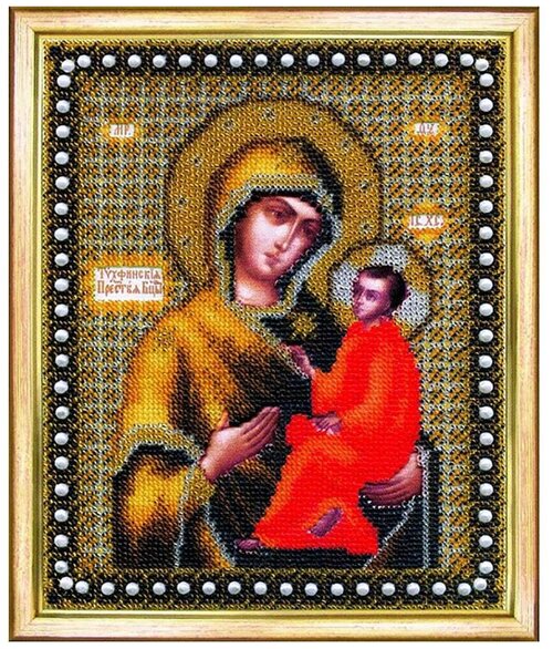 Б-1079 Набор для вышивания бисером Чарівна Мить Икона Божьей Матери Тихвинская, 21,6*17,6 см
