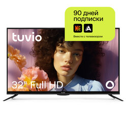 32” Телевизор Tuvio Full HD DLED на платформе Яндекс.ТВ, STV-32FDFBK2R, черный