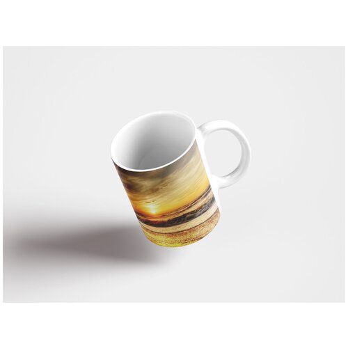 фото Кружка "пляж, волны, заход солнца 320 мл. белая lotsprints