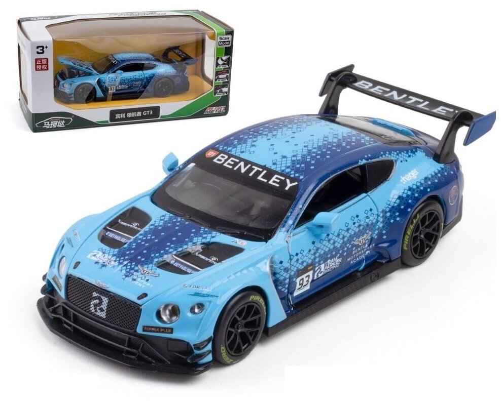 Модель мет. "Bentley Continental GT3" 1:32 инерц. свет,звук. откр. двери и капот арт.664998/71373