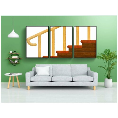 фото Набор модулных постеров для интерьера "лестница, древесина, шаги" 60x90 см. в тубусе, без рамки lotsprints