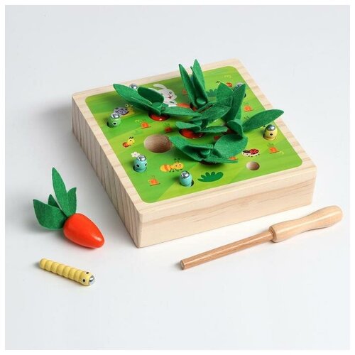 Купить Развивающая игра «Рыбалка + морковки Монтессори» 16х16х4 см, нет бренда, дерево