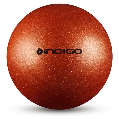 Мяч для художественной гимнастики Indigo IN118, 19 см, оранжевый с блестками