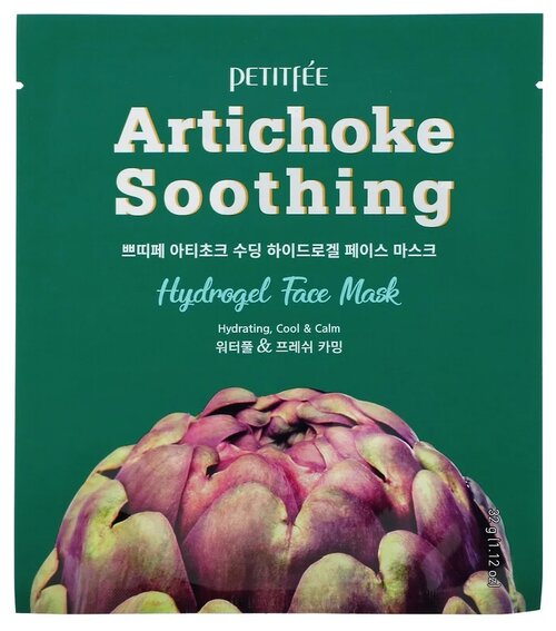 Petitfee Гидрогелевая маска Artichoke Soothing  с экстрактом артишока, 32 г, 32 мл