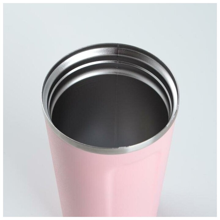 Термокружка для кофе, чая, напитков Мастер К, термостакан, сохраняет тепло 6 ч, цвет розовый, объем 500 мл - фотография № 4