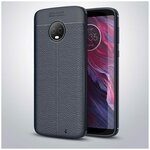 Чехол-накладка Litchi Grain для Motorola Moto G6 Plus (темно-синий) - изображение