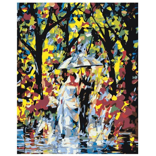 Картина по номерам, Живопись по номерам, 60 x 75, ARTH-Ah0052V, влюбленные, свадьба, осень, дождь, зонт, прогулка, улица картина по номерам живопись по номерам 60 x 75 arth ah41 влюбленные поцелуй париж романтика цветы зонт