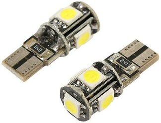 Автолампа светодиодная Cartage, T10 W5W, 12 В, 5 SMD-5050, набор 2 шт