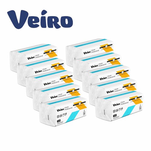 фото Полотенца бумажные в пачках v-сл. veiro home (soft pack) 2 слоя, 132 листа. 10 пачек