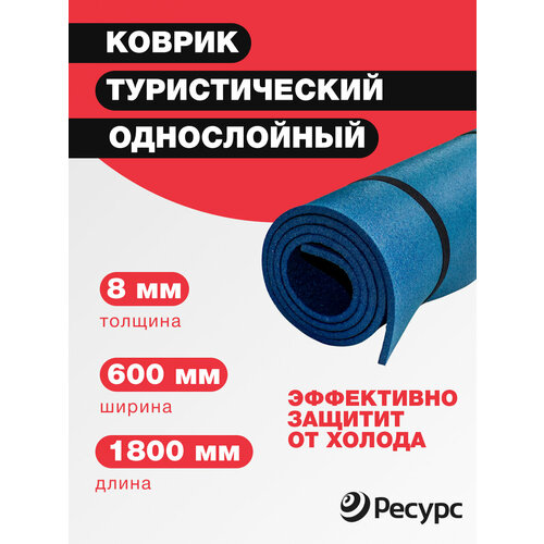 Коврик туристический 8мм 600*1800 с рифлением синий