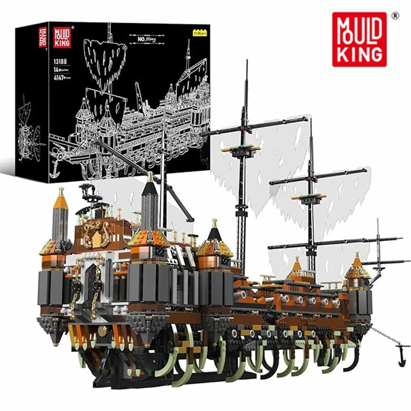 Конструктор пластиковый Mould King 13188 Пиратский корабль Мэри, 4147 деталей, Большие игрушки из строительных блоков, подарки на день рождения, любителям архитектуры