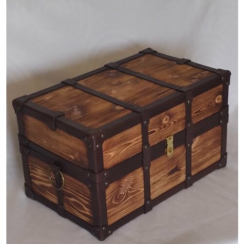 Сундук 49 30 28 ( дерево , кожа) авторская