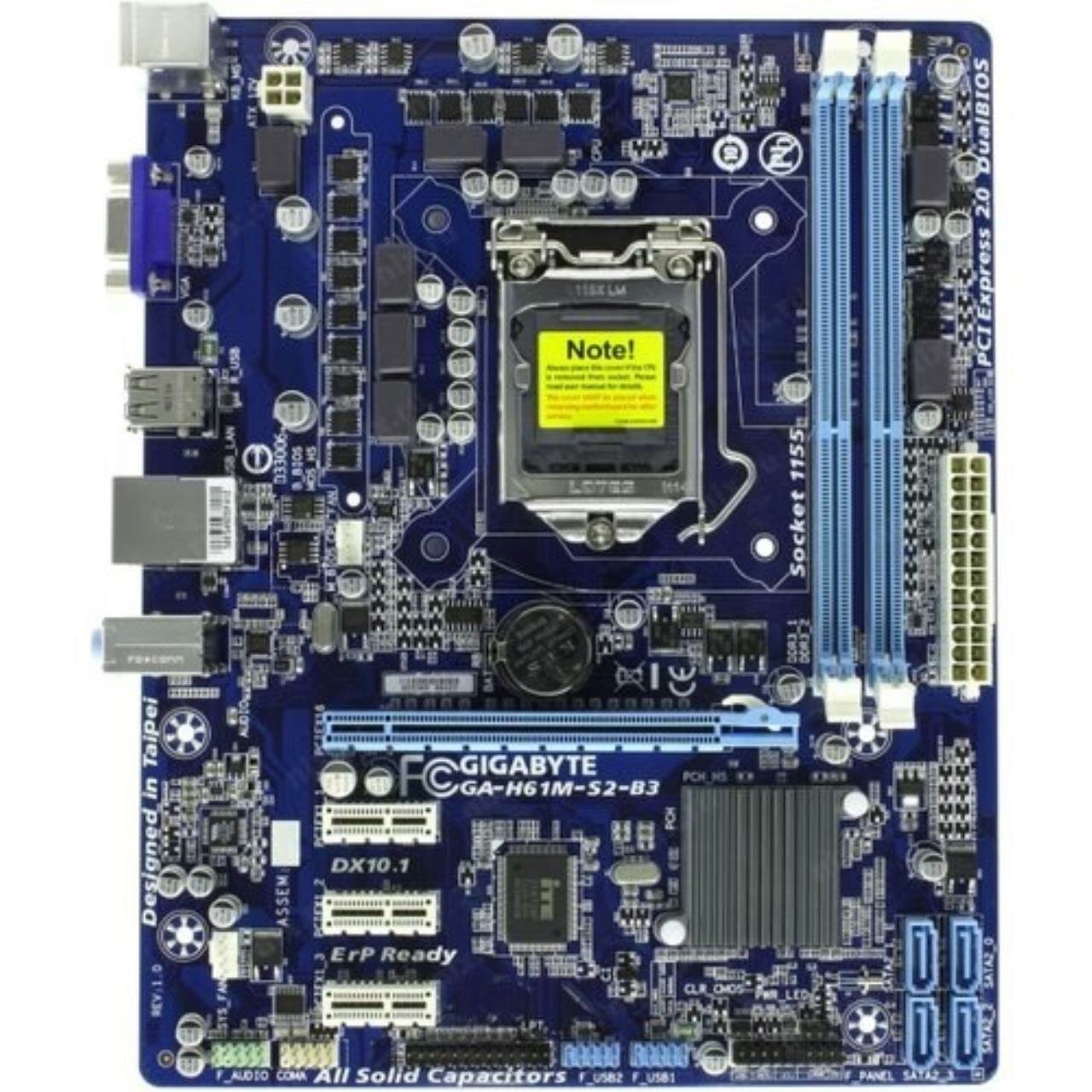 Материнская плата GIGABYTE GA-H61M-S2-B3 rev1.0 LGA 1155 PCI-E+Dsub+GbLAN SATA MicroATX 2DDR3