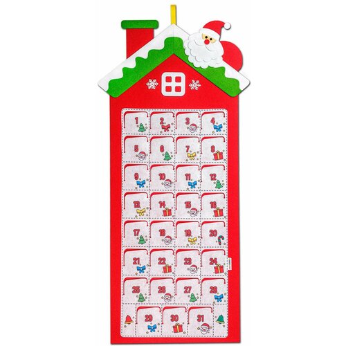Новогодний адвент-календарь Smile Decor Избушка большой коврик из фетра с деревянными фигурками игра-планер для изучения месяцев года и дней недели 1102₽