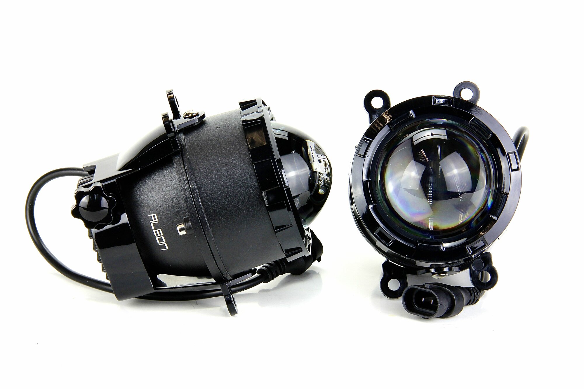 Фары противотуманные DAEWOO Nexia - светодиодные ПТФ линзы ALEON 12V, 70W, 6000K (комплект - 2 LED линзы) — фото 1