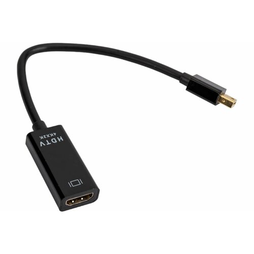 Переходник miniDisplayPort - HDMI, 4K, 20M/19F, кабель 15см, черный, Cablexpert переходник cablexpert a mdpm hdmif 01 minidisplayport hdmi 20m 19f черный пакет