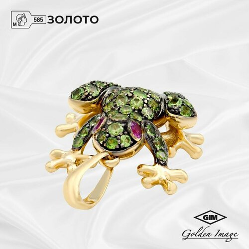 Подвеска Golden Image, желтое золото, 585 проба, цаворит, рубин