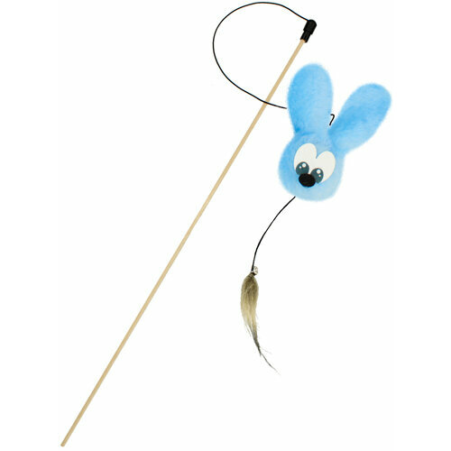 GoSi sh-07658NY Новогодний подарок Игрушка для кошек Махалка МехоЗаяц кэнди голубой на веревке