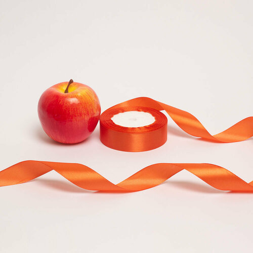 Лента атласная ярко-оранжевая 25мм х 22м - 1шт.