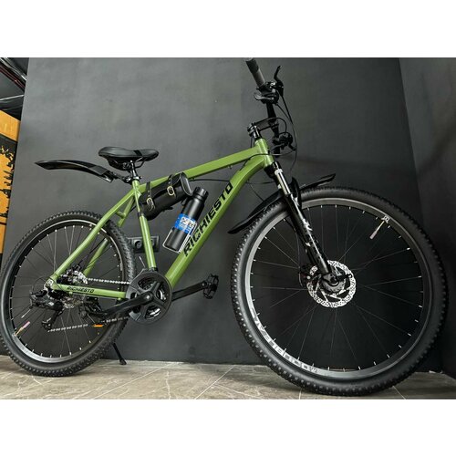 Взрослый горный велосипед RICHIESTO 275 с алюминиевой рамой 20 зеленый матовый модель 2024 26100₽