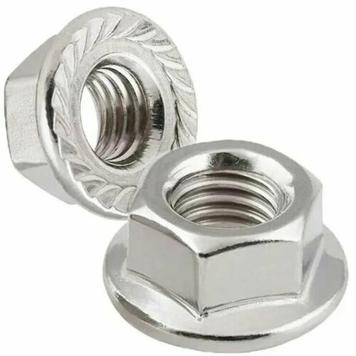 Гайка М6 шестигранная с фланцем и насечкой DIN 6923 оцинкованная Sorrex OY (500 штук)