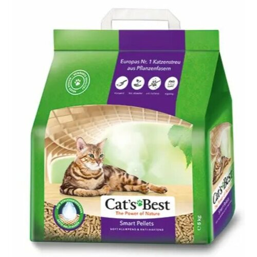 Древесный наполнитель для кошачьих туалетов Cat`s Best Smart Pellet, 10 л/5 кг