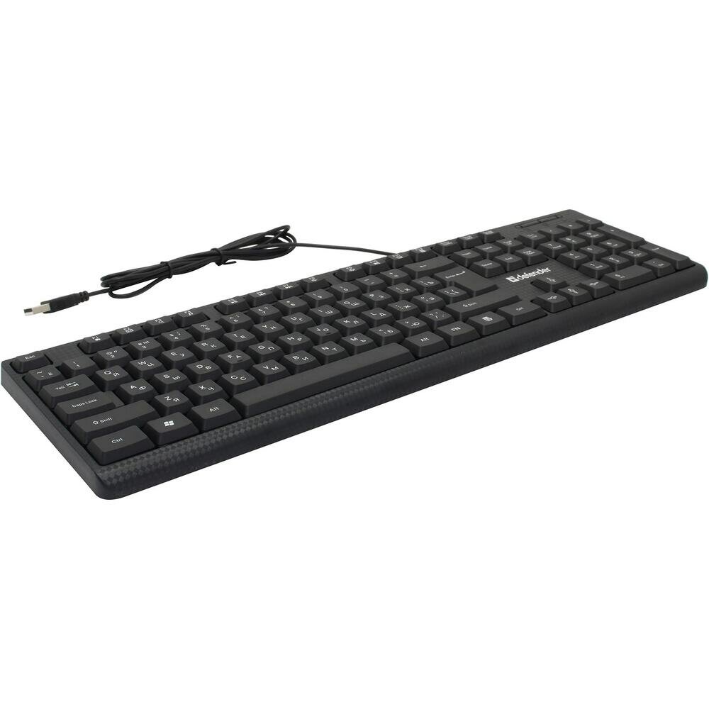 Клавиатура Defender Daily HB-162, USB, черная, 104 клавиши, нескользящая