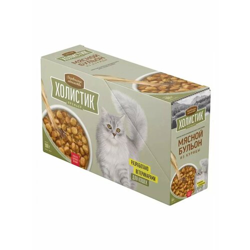 Деревенские лакомства Холистик для кошек Мясной бульон из Курицы 10 шт х 90 гр 1409₽