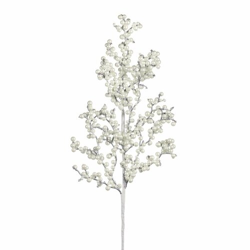 Ветка Goodwill белая жемчужная с ягодками 61 см