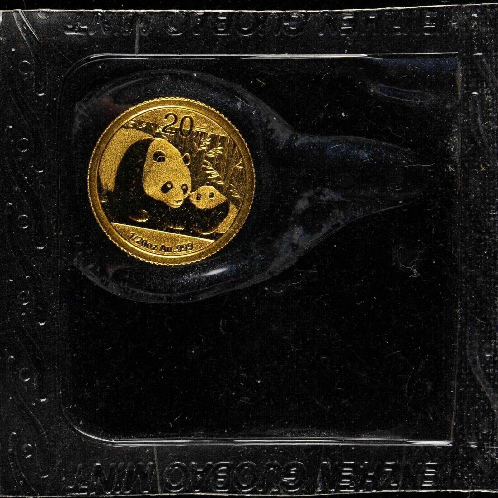 2011 Китай 20 Юаней 1/20 oz Золотые монеты Панда
