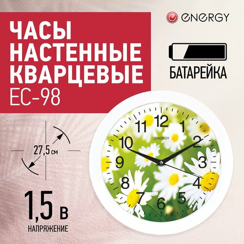 фото Часы настенные кварцевые energy ес-98, ромашки