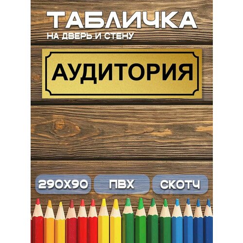 фото Табличка аудитория 9х29 см. на дверь и стену, матовое золото. фото экспресс