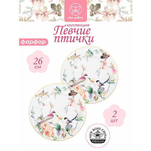 Набор 2-х тарелок 26,5х26,5х2 см Elan Gallery Певчие птички
