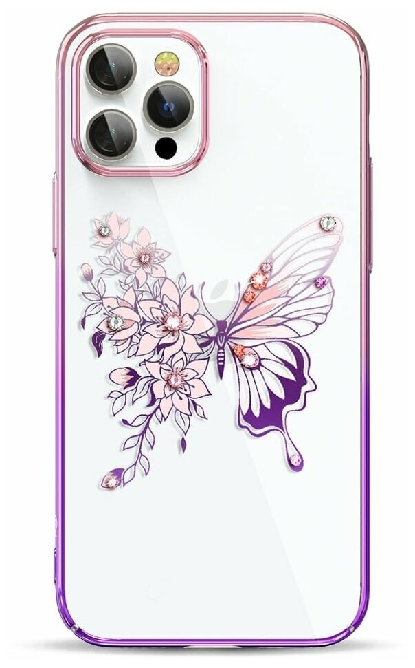 Чехол Kingxbar Butterfly для iPhone 12/12 Pro Розовый/Фиолетовый