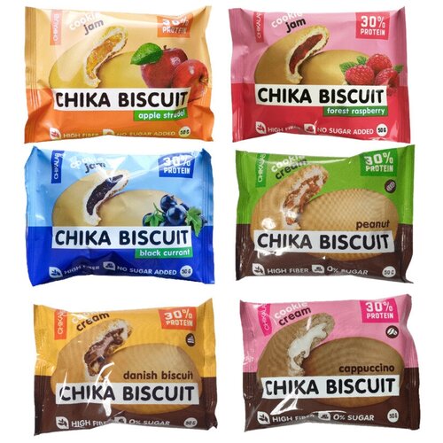 CHIKALAB, Chika Biscuit ассорти всех вкусов, 6 печенек chikalab chika biscuit 50 г капучино