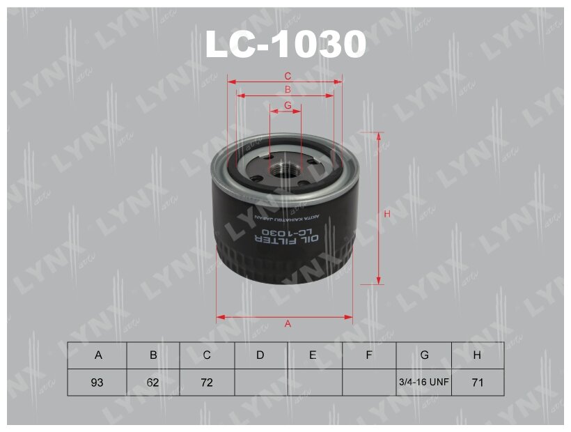 Масляный фильтр LYNXauto LC-1030