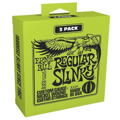 Струны для электрогитары 3 комплекта Ernie Ball P03221 ernie ball 2251 струны для электрогитары