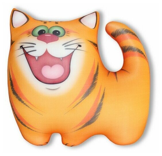 Антистрессовая игрушка-подушка Штучки, к которым тянутся ручки Котик Полосатик, оранжевый