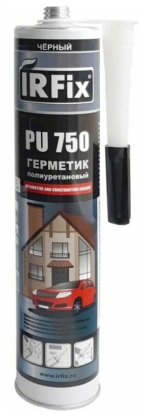 Герметик IRFix полиуретановый для швов PU-750 Черный 300мл, алюминиевый картридж