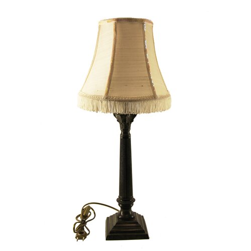 Лампа настольная из бронзы тёмного цвета, в виде классической колонны коринфского ордера
